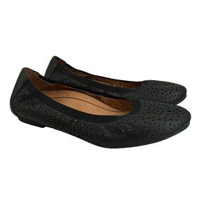 VIONIC  BLACK BALLET FLATS LEATHER  SIZE 6.5